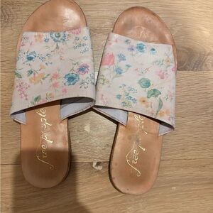 Free People Floral Pastel Slide Sandals